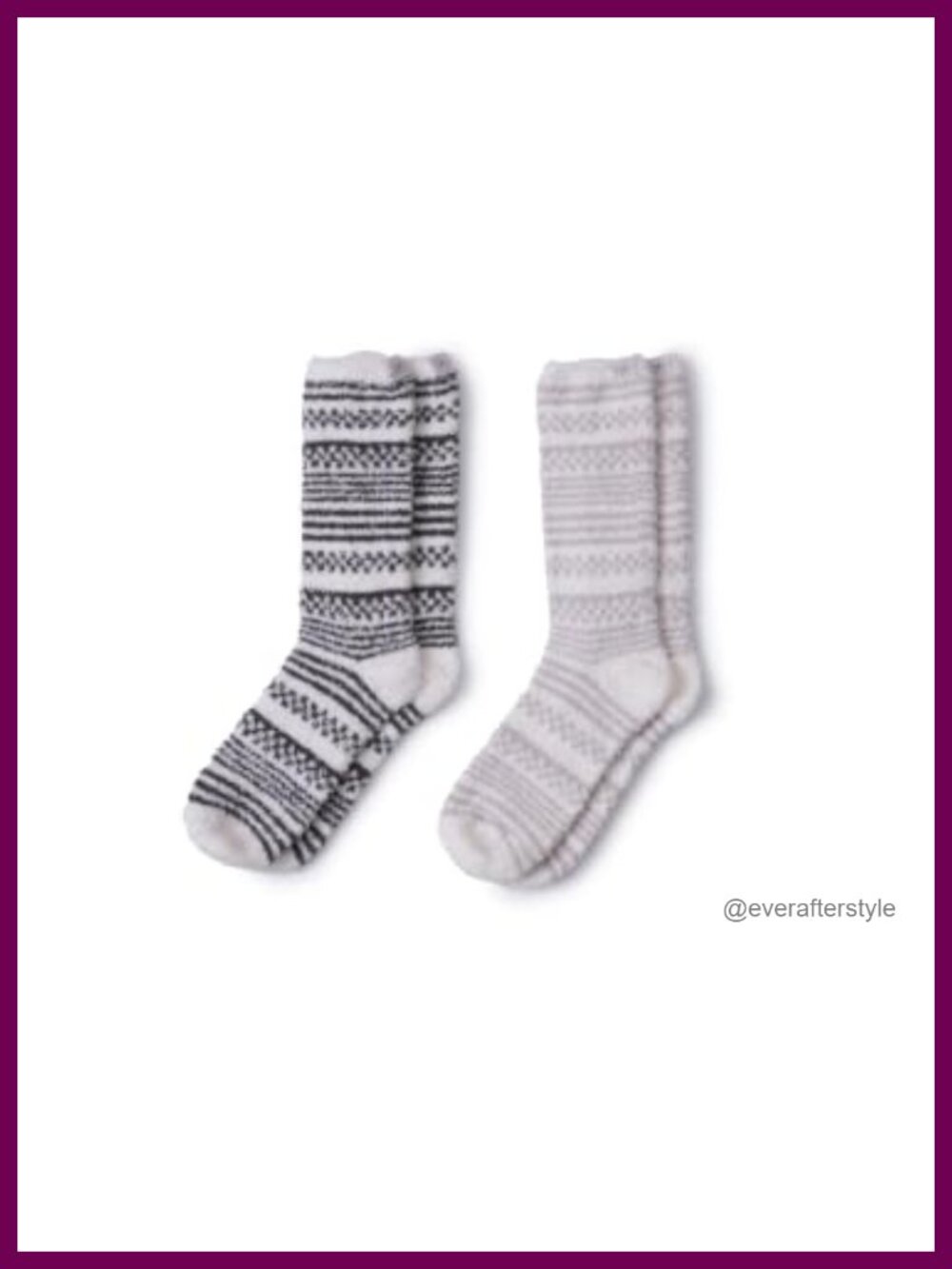 CozyChic Plush Microfiber Fuzzy Socks 2-Pack Checkered Striped
